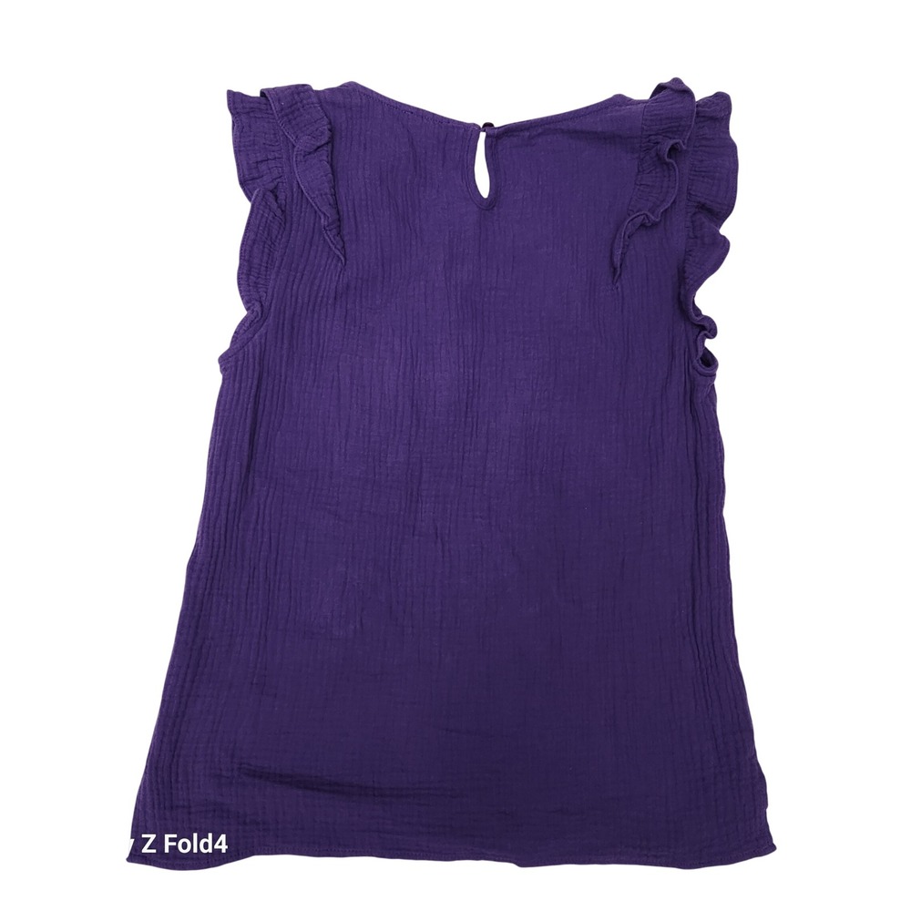 BiBi Game Day Purple Cotton Gauze Ruffle Sleeve Tank Top Small IP6659-09 - Picture 6 of 6